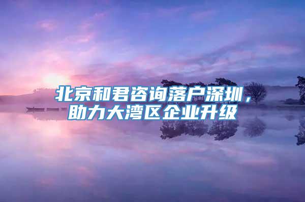 北京和君咨询落户深圳，助力大湾区企业升级