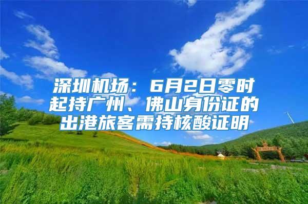 深圳机场：6月2日零时起持广州、佛山身份证的出港旅客需持核酸证明