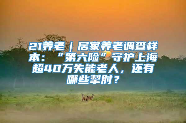 21养老｜居家养老调查样本：“第六险”守护上海超40万失能老人，还有哪些掣肘？