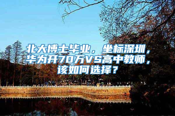 北大博士毕业，坐标深圳，华为开70万VS高中教师，该如何选择？
