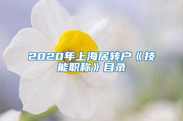 2020年上海居转户《技能职称》目录