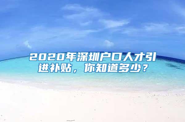 2020年深圳户口人才引进补贴，你知道多少？