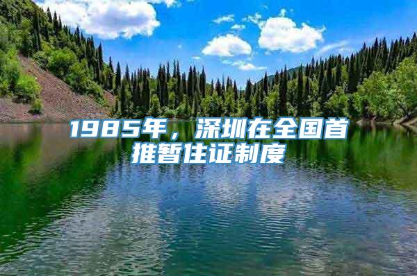 1985年，深圳在全国首推暂住证制度
