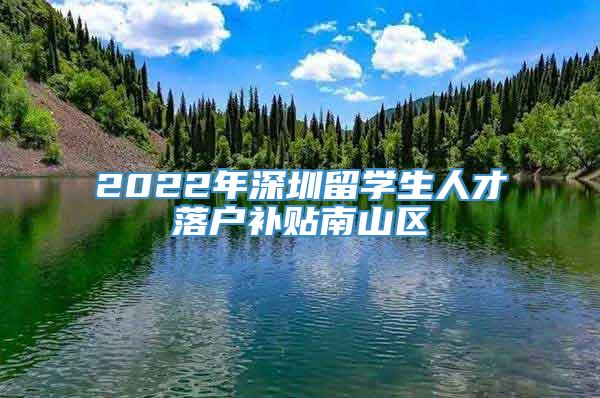 2022年深圳留学生人才落户补贴南山区
