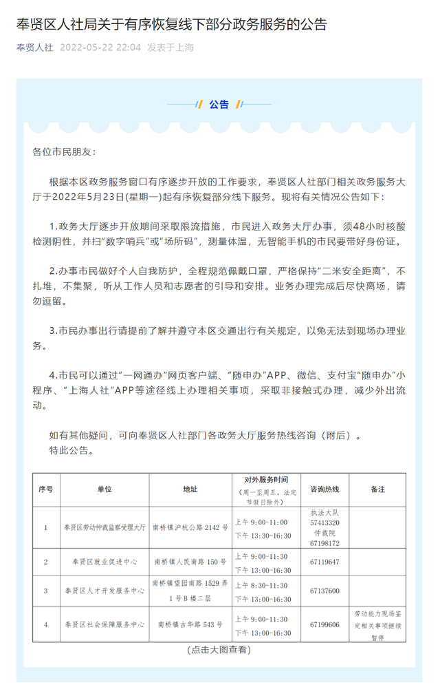 6月1日起，上海各区人才中心陆续恢复线下服务！