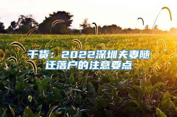 干货：2022深圳夫妻随迁落户的注意要点