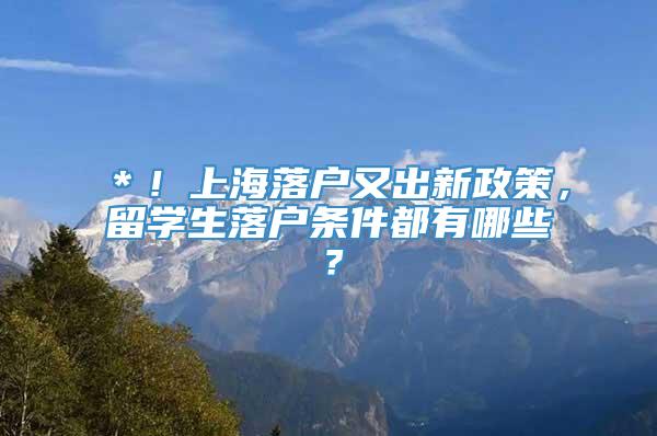 ＊！上海落户又出新政策，留学生落户条件都有哪些？