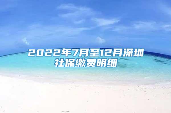 2022年7月至12月深圳社保缴费明细