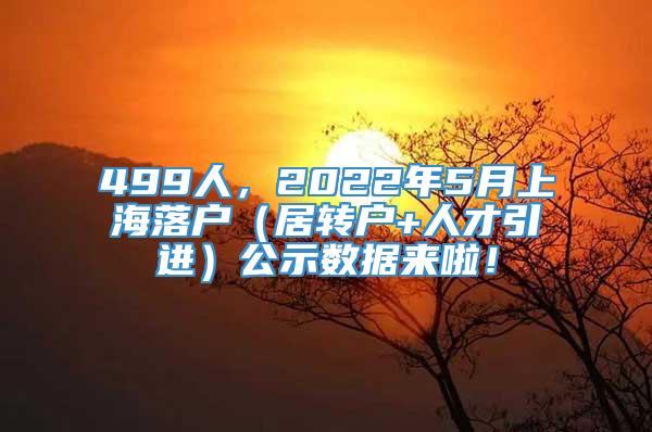 499人，2022年5月上海落户（居转户+人才引进）公示数据来啦！