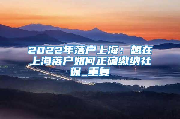 2022年落户上海：想在上海落户如何正确缴纳社保_重复