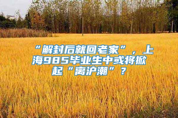 “解封后就回老家”，上海985毕业生中或将掀起“离沪潮”？