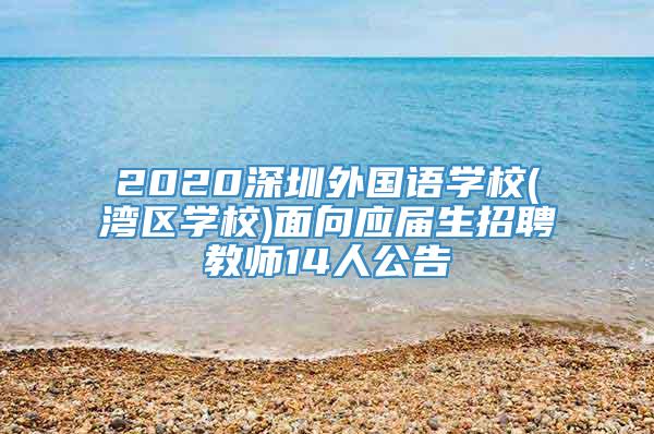2020深圳外国语学校(湾区学校)面向应届生招聘教师14人公告