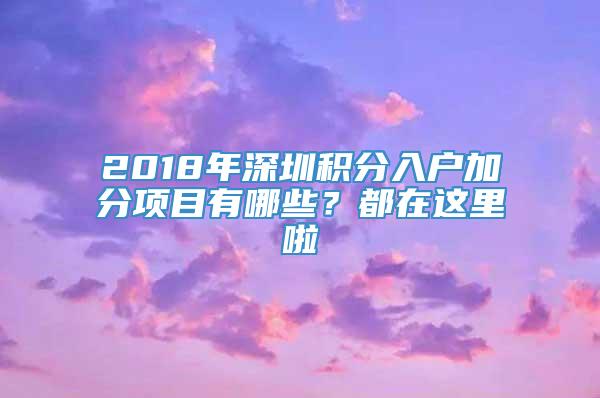 2018年深圳积分入户加分项目有哪些？都在这里啦