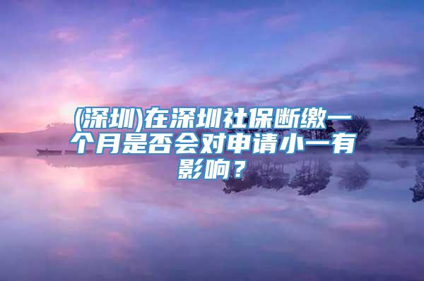 (深圳)在深圳社保断缴一个月是否会对申请小一有影响？