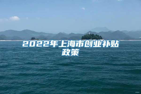 2022年上海市创业补贴政策