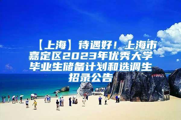 【上海】待遇好！上海市嘉定区2023年优秀大学毕业生储备计划和选调生招录公告