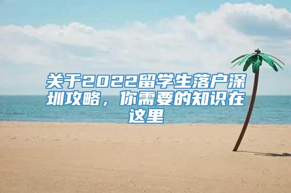 关于2022留学生落户深圳攻略，你需要的知识在这里