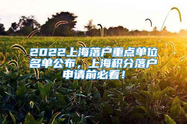 2022上海落户重点单位名单公布，上海积分落户申请前必看！