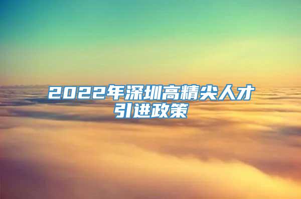 2022年深圳高精尖人才引进政策