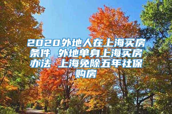 2020外地人在上海买房条件 外地单身上海买房办法 上海免除五年社保购房