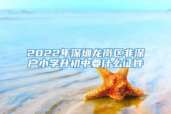 2022年深圳龙岗区非深户小学升初中要什么证件