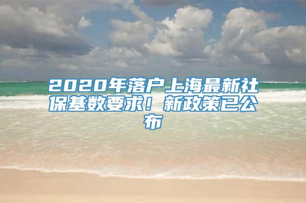 2020年落户上海最新社保基数要求！新政策已公布