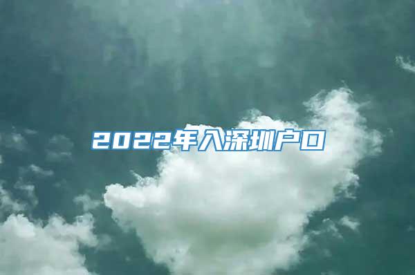 2022年入深圳户口