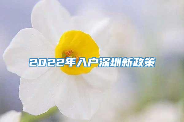 2022年入户深圳新政策