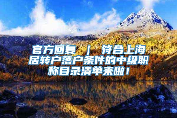 官方回复 ｜ 符合上海居转户落户条件的中级职称目录清单来啦！