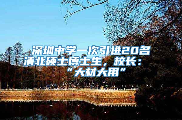 深圳中学一次引进20名清北硕士博士生，校长：“大材大用”