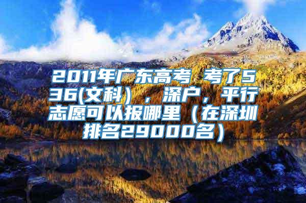 2011年广东高考 考了536(文科），深户，平行志愿可以报哪里（在深圳排名29000名）