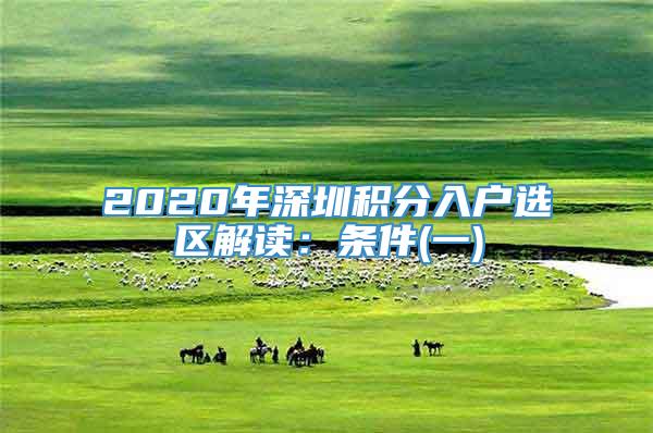 2020年深圳积分入户选区解读：条件(一)