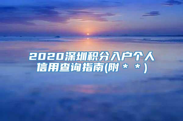 2020深圳积分入户个人信用查询指南(附＊＊)