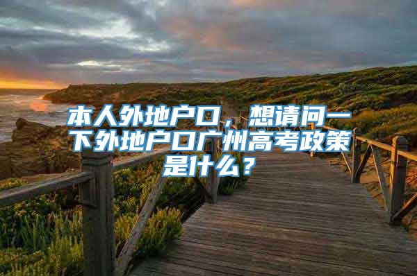 本人外地户口，想请问一下外地户口广州高考政策是什么？