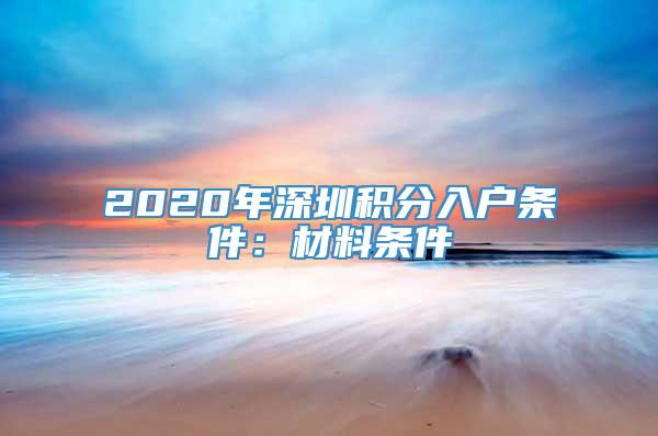 2020年深圳积分入户条件：材料条件