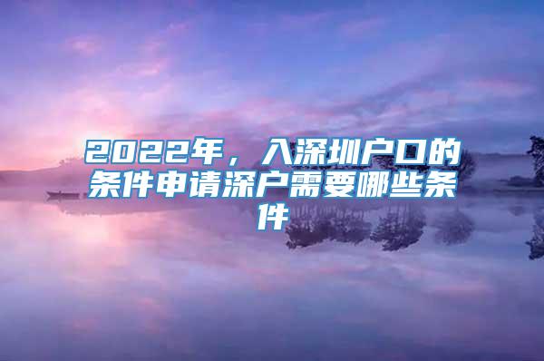 2022年，入深圳户口的条件申请深户需要哪些条件