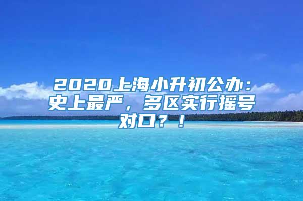 2020上海小升初公办：史上最严，多区实行摇号对口？！