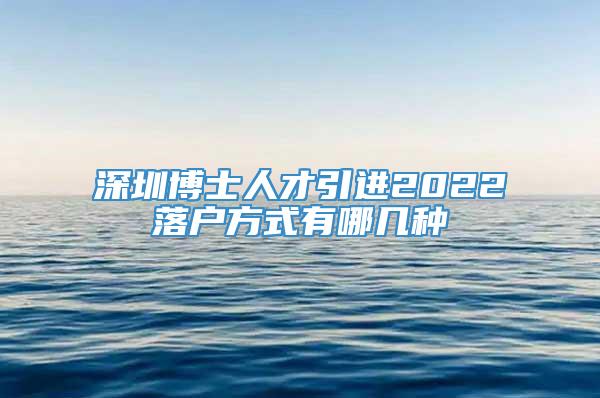 深圳博士人才引进2022落户方式有哪几种