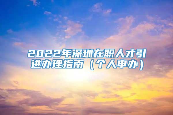 2022年深圳在职人才引进办理指南（个人申办）