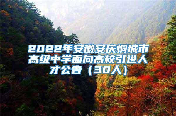 2022年安徽安庆桐城市高级中学面向高校引进人才公告（30人）