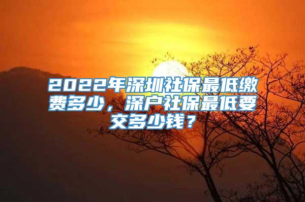 2022年深圳社保最低缴费多少，深户社保最低要交多少钱？