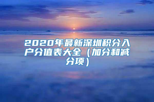 2020年最新深圳积分入户分值表大全（加分和减分项）