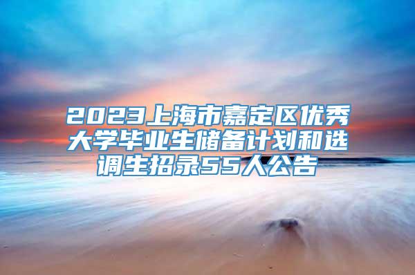 2023上海市嘉定区优秀大学毕业生储备计划和选调生招录55人公告