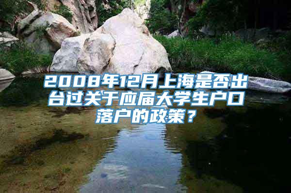 2008年12月上海是否出台过关于应届大学生户口落户的政策？