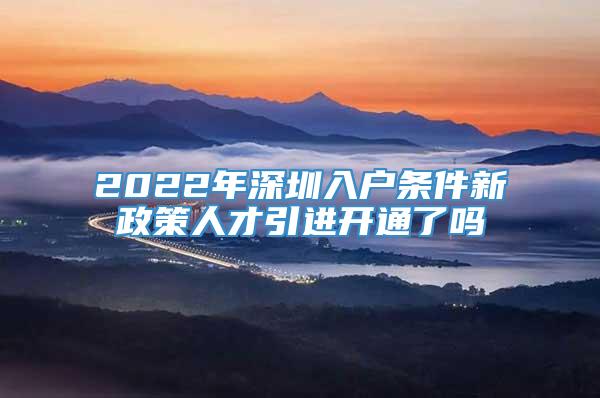 2022年深圳入户条件新政策人才引进开通了吗