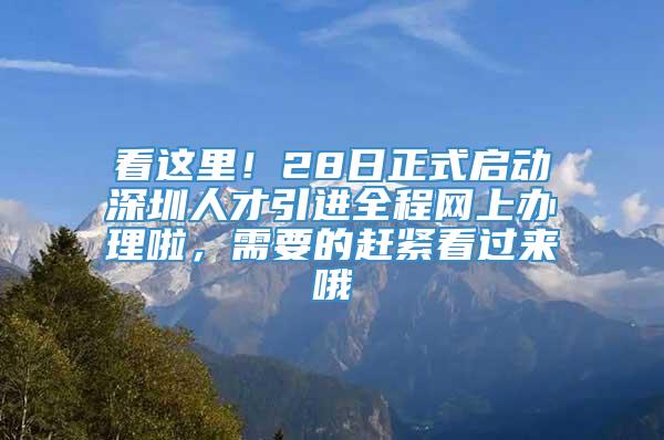 看这里！28日正式启动深圳人才引进全程网上办理啦，需要的赶紧看过来哦