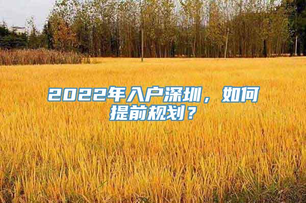 2022年入户深圳，如何提前规划？