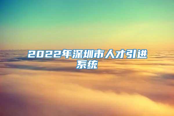 2022年深圳市人才引进系统