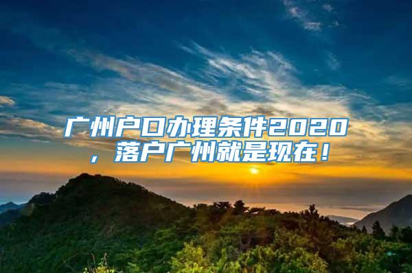 广州户口办理条件2020，落户广州就是现在！