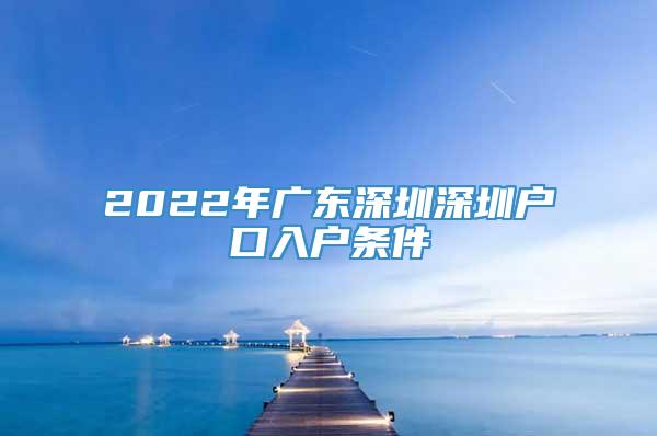 2022年广东深圳深圳户口入户条件